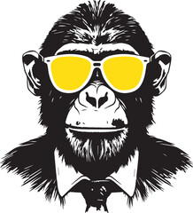 Monkey in a business suit and sun glasses Vector Illustration, SVG