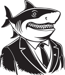 Fototapeta premium Shark in a business suit Vector Illustration, SVG