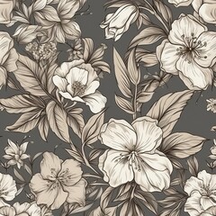 beautiful romantic floral pattern in a vintage style, generative ai