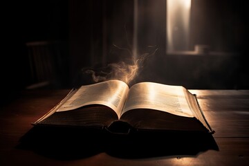 Bible with light coming out of it, generative ai