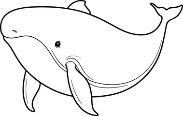Whale vector illustration. Sea animal coloring book or page for children