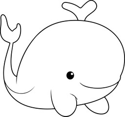 Whale vector illustration. Sea animal coloring book or page for children