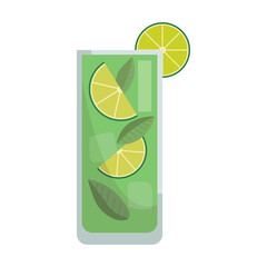 Cocktail glasses vector illustration. Refreshing cocktails with ice cubes and lemons. Party in the club. Menu designs. Alcoholic drinks. Summer and beach