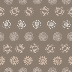 rows of floral mandalas seamless vector pattern