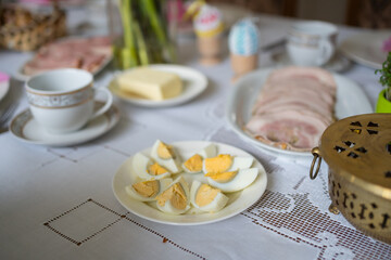 Easter Decorations On Tablet Easter Breakfast