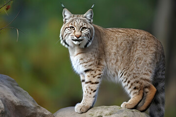 Obraz premium Bobcat (Lynx rufus) standing on a rock