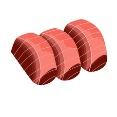 tuna sashimi cartoon flat style