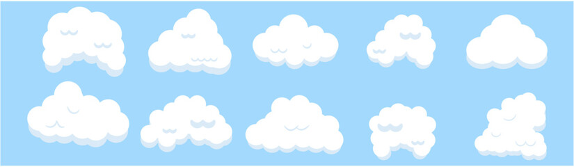 set of clouds on blue sky background