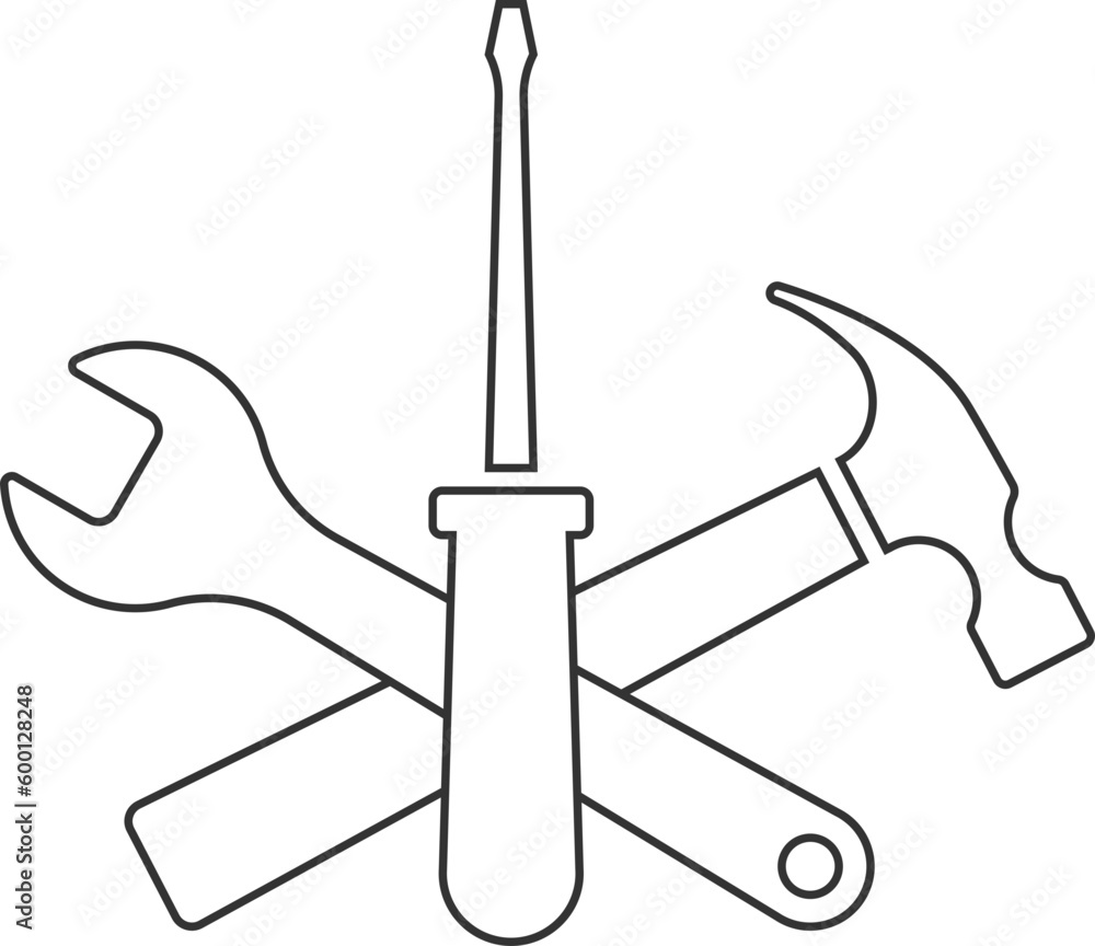 Poster tools vector wrench icon. spanner logo design element. key tool isolated on white background.