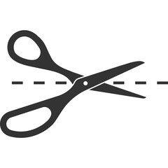 Scissor icon. Scissors cut vector design element or logo template. Black and white silhouette isolated.