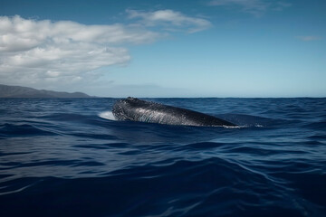 Naklejka premium A beautiful Humpback whale is swimming in the ocean