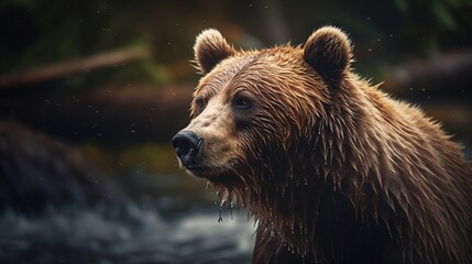 Plakat brown bear in water