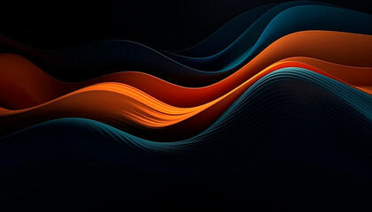 Orange-blue waves on a dark background. High quality background Generative AI