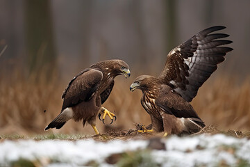 Fototapeta premium Common buzzard (Buteo buteo) in fight