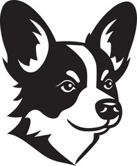 Dog head logo, Corgi face logo isolated on a white background, SVG, Vector, Illustration.	
