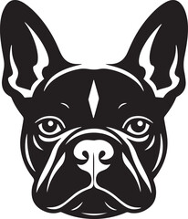 Dog head logo, French bulldog face logo isolated on a white background, SVG, Vector, Illustration.	