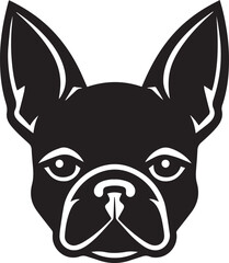 Dog head logo, French bulldog face logo isolated on a white background, SVG, Vector, Illustration.	