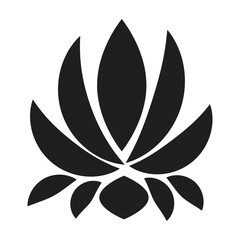 Black Silhouettes of Flower, Plant ornament. Floral and swirls design for print or use as poster, card, flyer or T Shirt