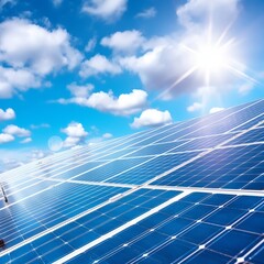 Photovoltaic technology Solar Energy panel with clouds on a sunny day Generative AI