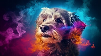 A curious dog gazing upwards created with Generative AI technology