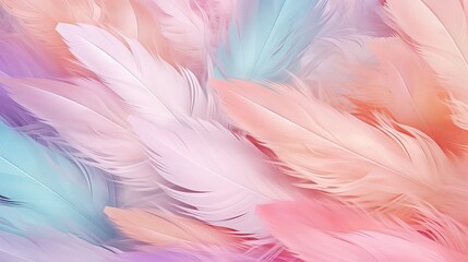 Multicolored feathers arranged in a pattern created with Generative AI technology