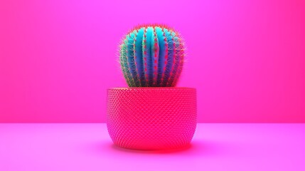 A cactus plant on a pink vase created with Generative AI technology