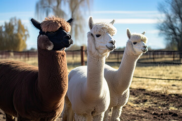 Obraz premium Female alpacas on a farm