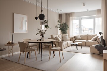 interior background generative ai pillow carpet table contemporary design house living. Generative AI.