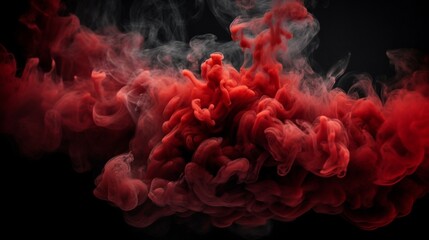 赤い空、火の雲、煙の質感、黒い暗い背景、ホラー壁紙ポスターデザイン AI