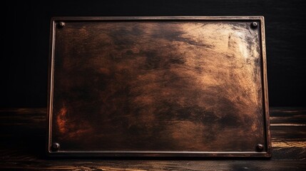 ヴィンテージブロンズ銅板、金属板ダークブラックブラウン背景 AI