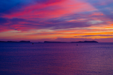 Sunset at Saint Antonio de Portmany - Ibiza. Sunset at Ibiza with beautiful skies over the ocean