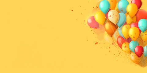 Fototapeta na wymiar Ballons on the yellow background, Generative AI