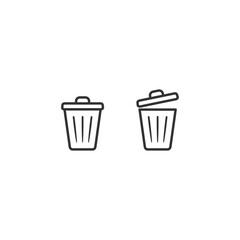 Trash bin open and close icon set .