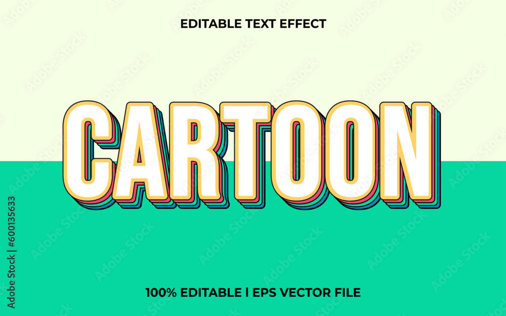 Aufkleber cartoon 3d text effect and editable text, template 3d style use for colorful tittle
