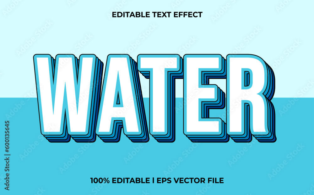 Poster water 3d text effect and editable text, template 3d style use for trendy tittle