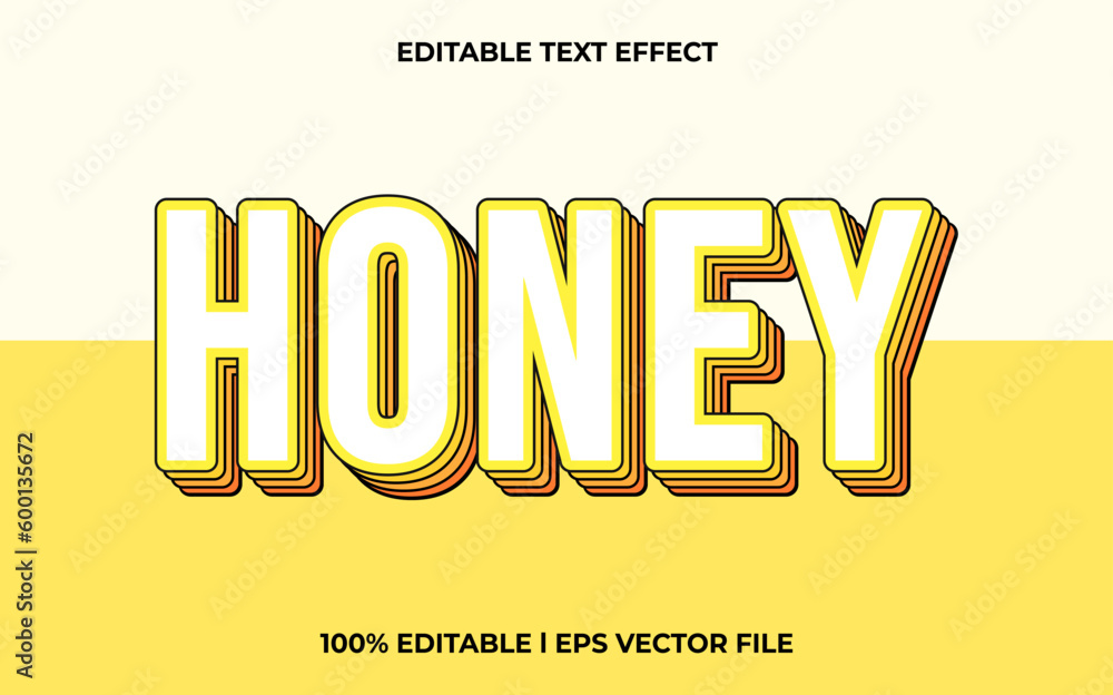 Aufkleber honey 3d text effect and editable text, template 3d style use for yellow tittle