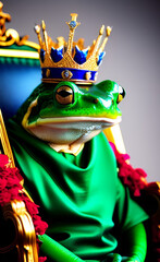 Frog king on a throne generative ai 