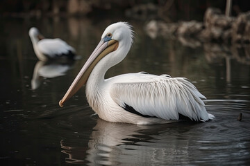 Pelican (Pelecanus onocrotalus) in natural habitat