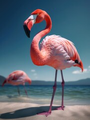 Fototapeta na wymiar pink flamingo bird. Generative AI