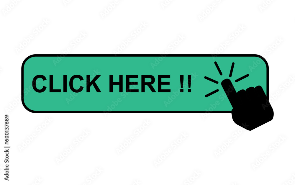 Aufkleber click here web button, internet flat pointer design, press link vector illustration