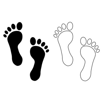 recommend clip art: Set of Foot print human sign, track walking icon, outline vector illustration
