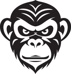 Monkey head logo, monkey face logo vector Illustration, on a isolated background, SVG	