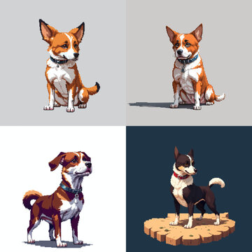 anime pixel pixelated 8bit animal dog, doggy, dogs, puppy, generative ai, generative, ai