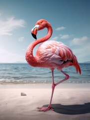 Fototapeta na wymiar pink flamingo bird. Generative AI