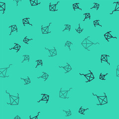 Black line Kite icon isolated seamless pattern on green background. Vector