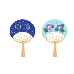 和風の団扇のイラスト