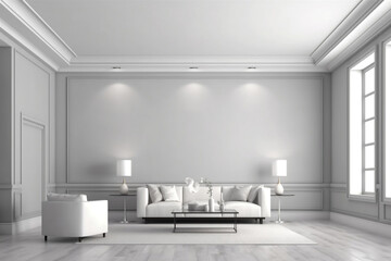 Fototapeta na wymiar modern living room with white furniture