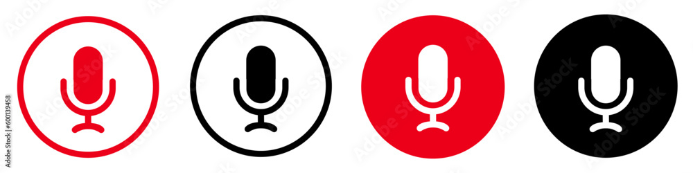 Poster set microphone speaker button icon, voice microphone buttons signs – stock vector