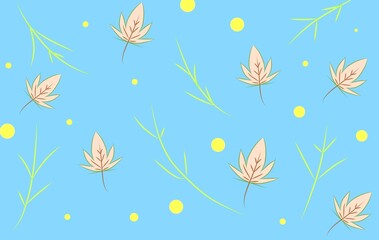 Seamless pattern background with leaves and grass for decoration wallpaper, print products, wrapping paper, clothes.