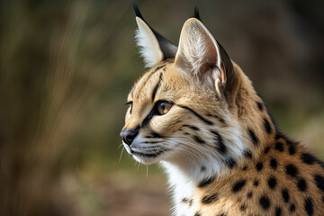Obraz premium Serval, also known as Tierboskat or Leptailurus serval, is a wild cat that exists in Africa